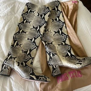 Paris Texas knee high boots python print 38.5/  8.5